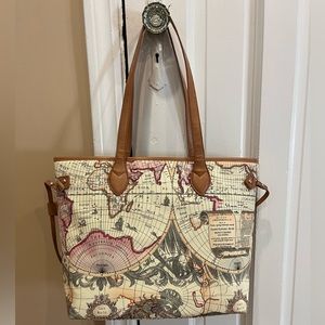 World map purse, fits 2 binders and laptop